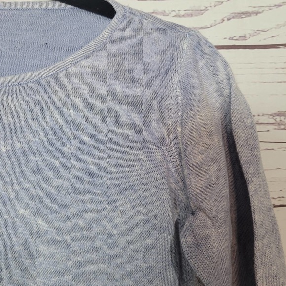 Pure Jill Blue Crew Neck Long Sleeve Pullover Sweater Linen Blend Small Petite - Picture 3 of 5